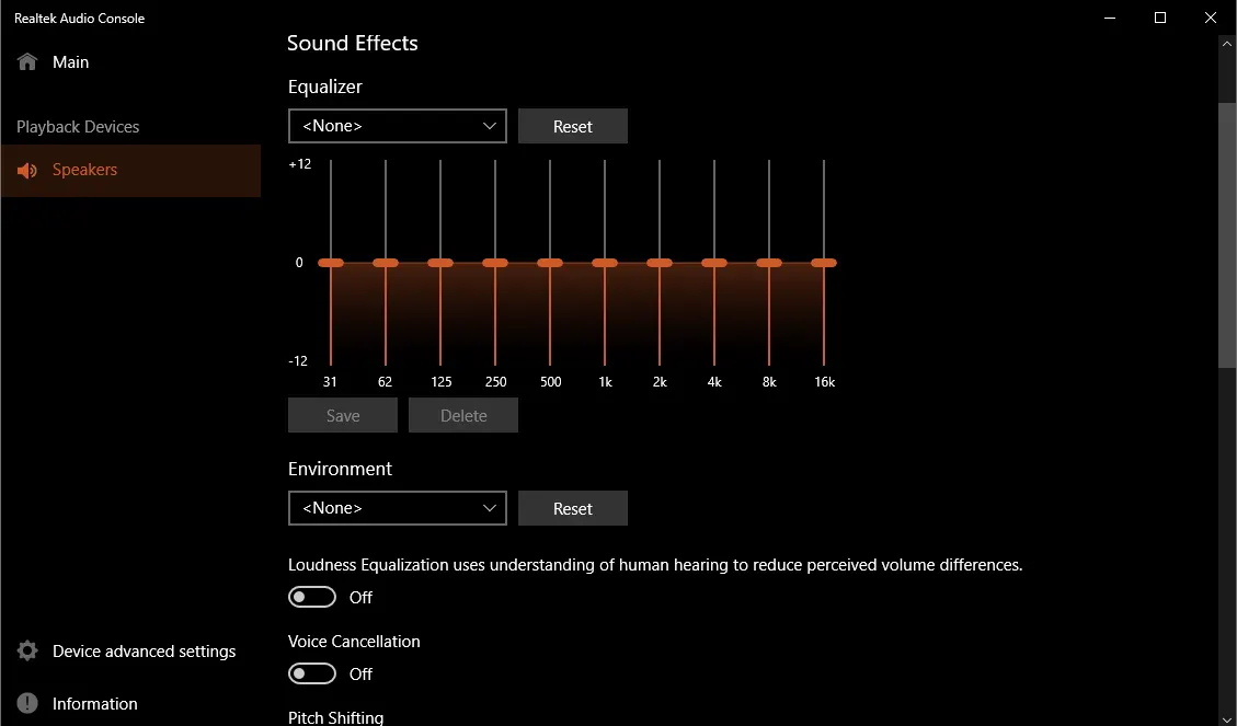 Ecualizador de Realtek Audio Console